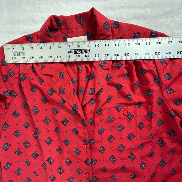 Vintage Pendleton Country Sophisticates Womens Red Geometric Button-Up Blouse - Picture 5 of 7